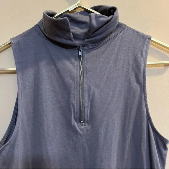 Womens Tildon Grey Turtleneck tank top sz S Zipper High Neck Sleeveless - Picture 4 of 8